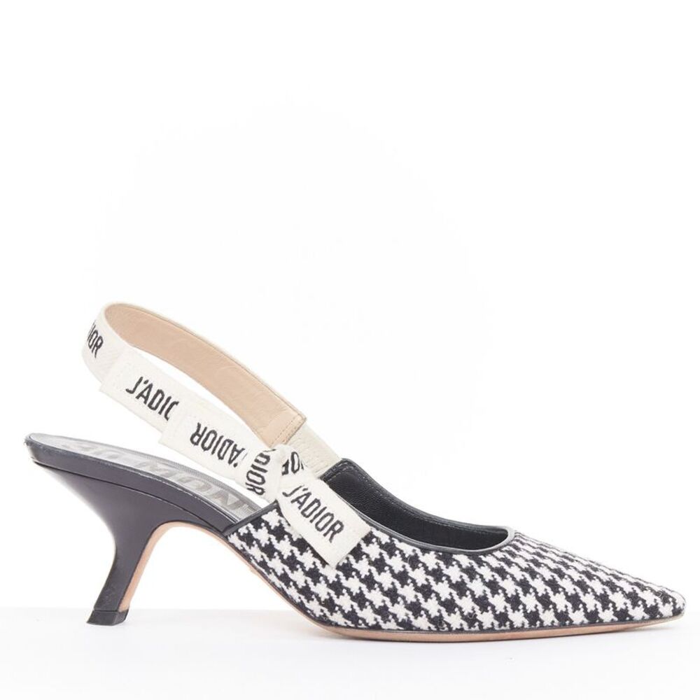 Christian Dior 2019 J'Adior Black White Houndstooth Slingback Pumps